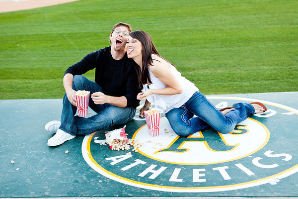 baseball theme engagement photos