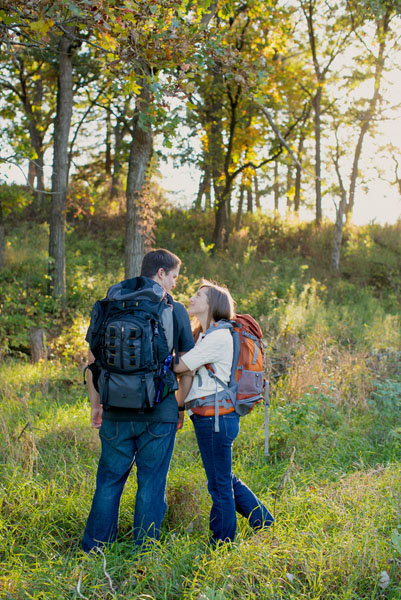 camping theme engagement photos