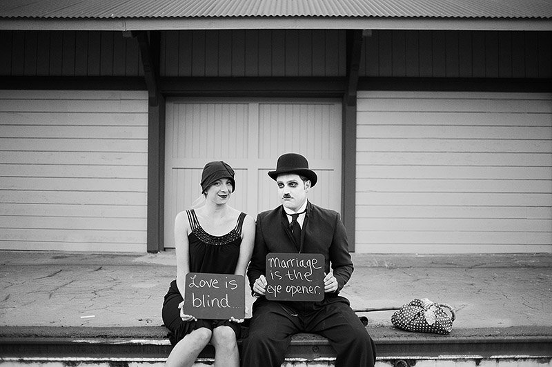 charlie chaplin theme engagement photos