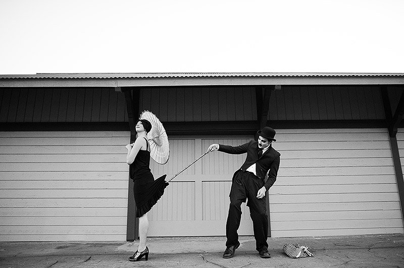 charlie chaplin theme engagement photos