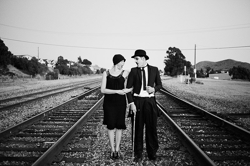 charlie chaplin theme engagement photos