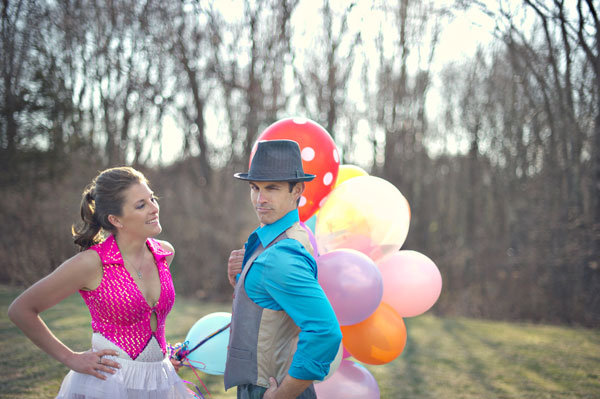 circus theme engagement photos