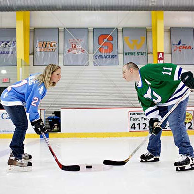 hockey theme engagement photos