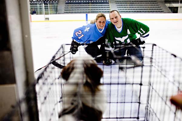 hockey theme engagement photos