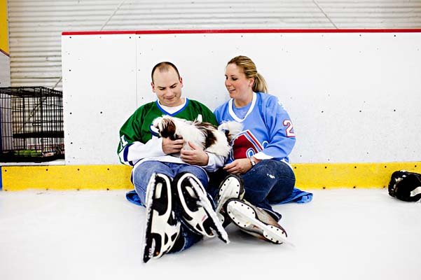 hockey theme engagement photos