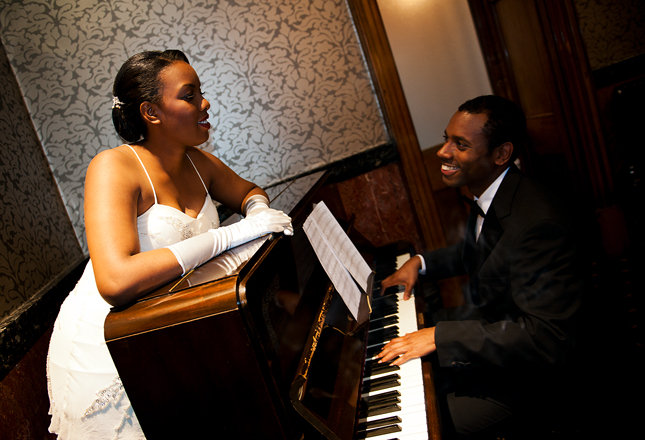 jazz theme engagement photos