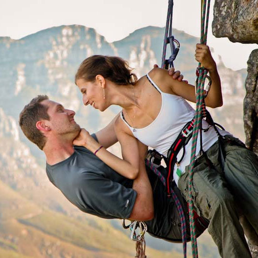 rock climbing engagement photos