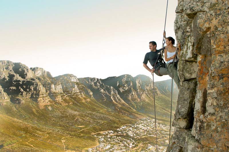 rock climbing engagement photos