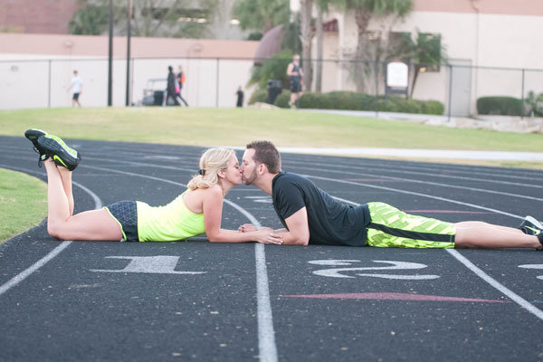 running engagement photos