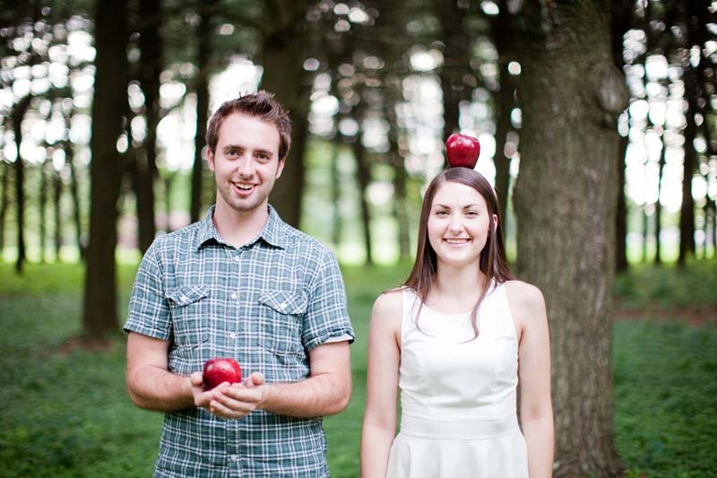 school theme engagement photos