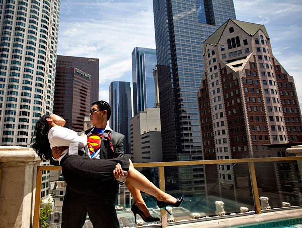 superman theme engagement photos