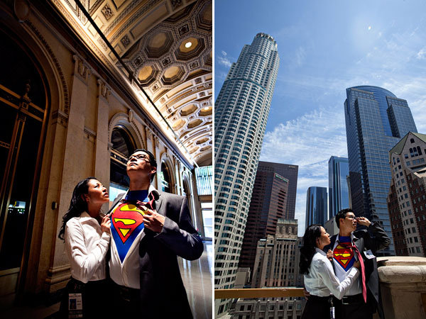 superman theme engagement photos