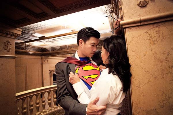 superman theme engagement photos