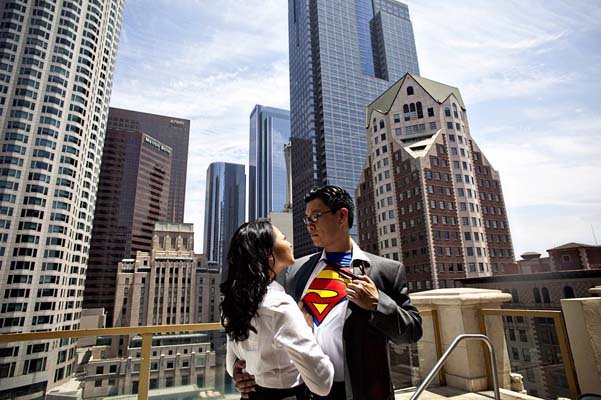 superman theme engagement photos