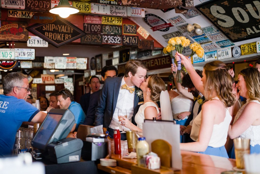 wedding reception in a bar