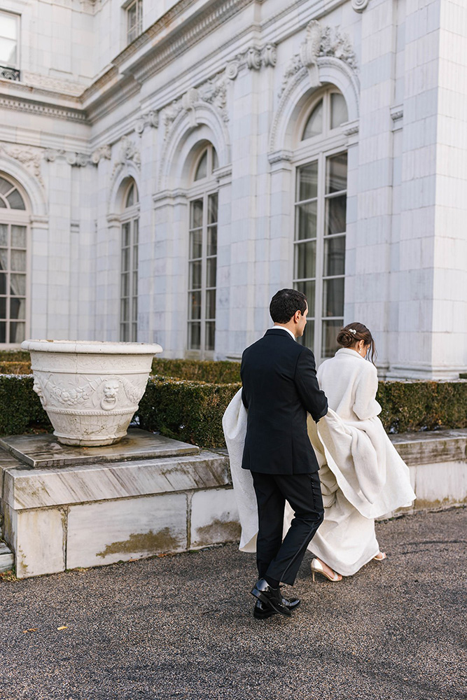 bride and groom walking