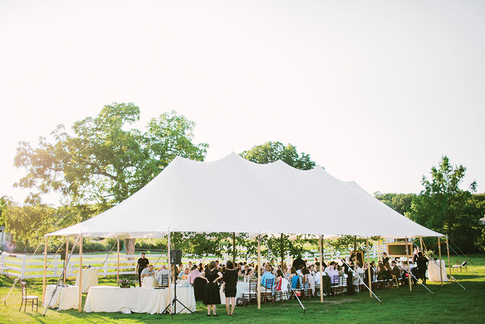 outdoor wedding reception in tent