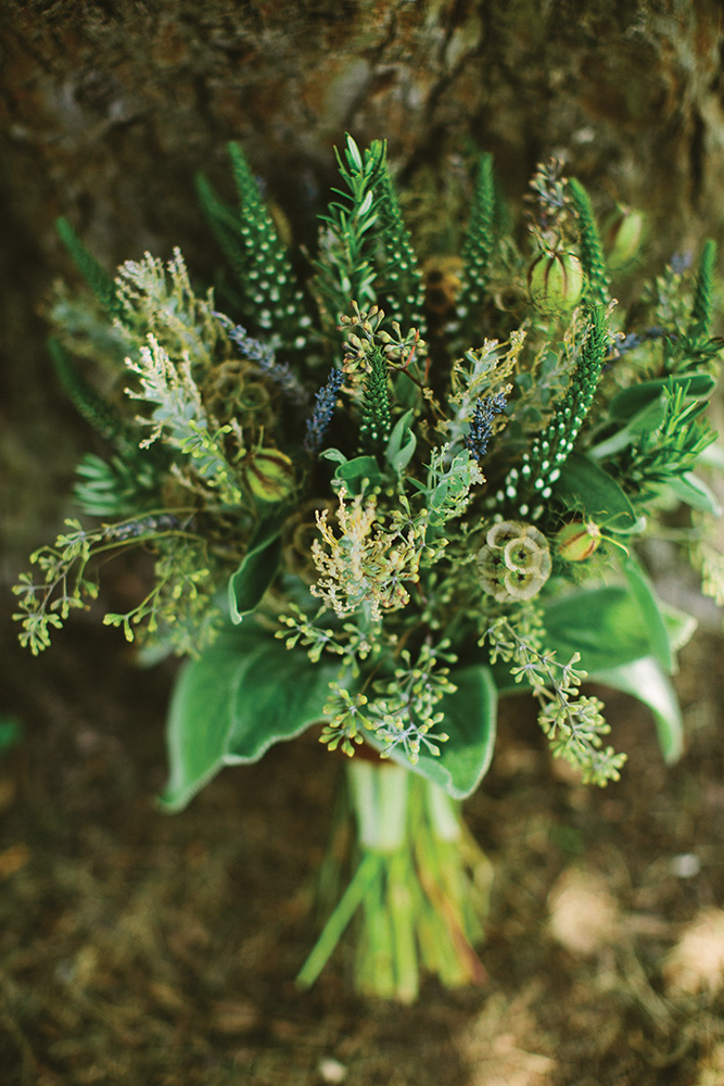 green bridal boutonniere