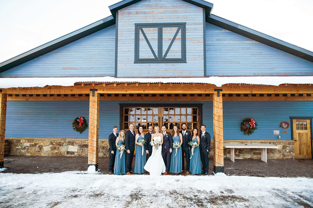 winter wedding bridal party