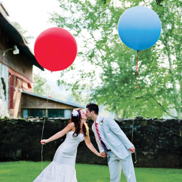 Bride and Groom with Balloons