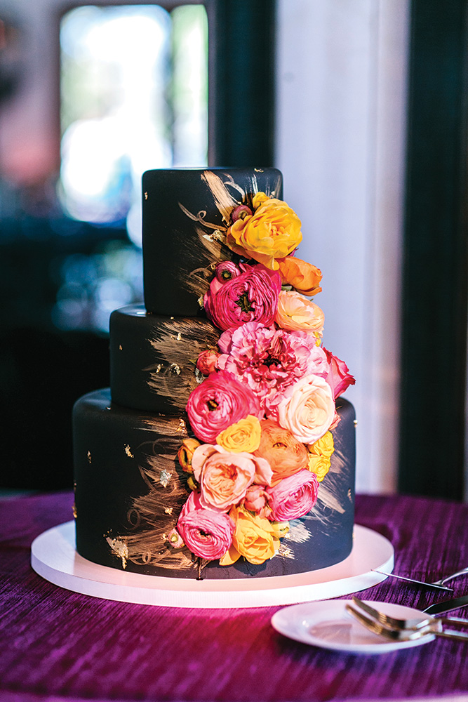 black wedding cake