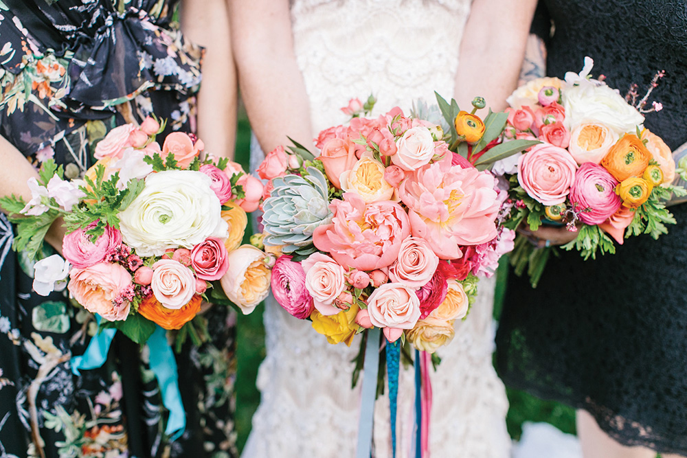 colorful wedding bouquets