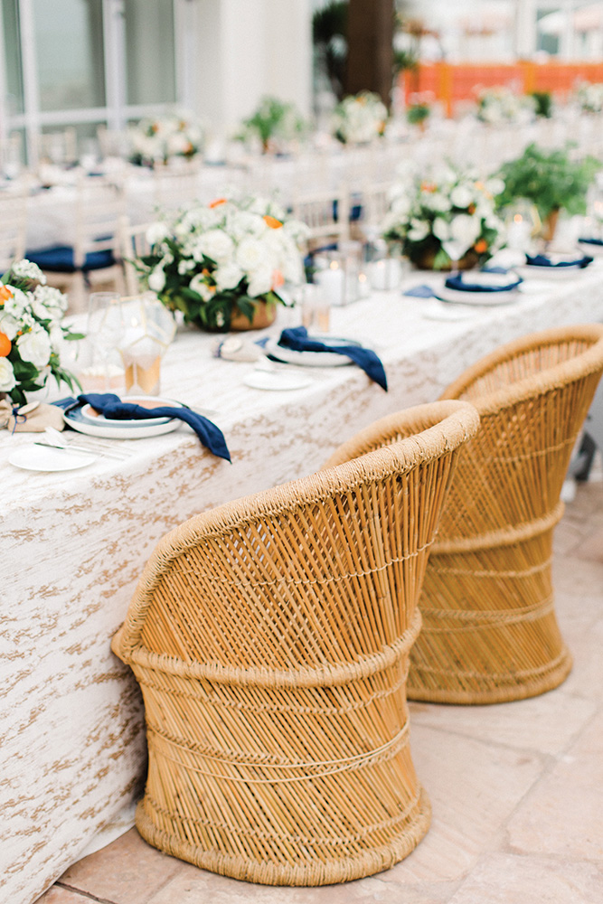 orange wedding place setting