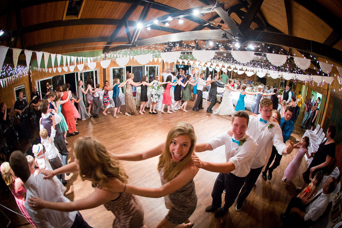 dancing wedding guests