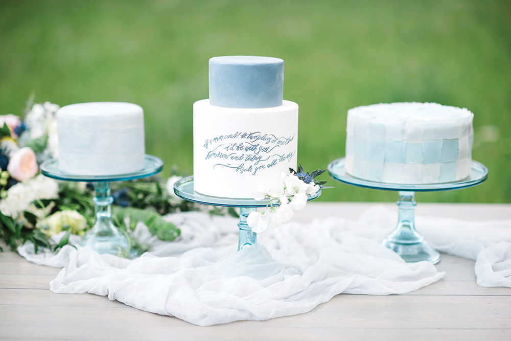 Trio of wedding cakes