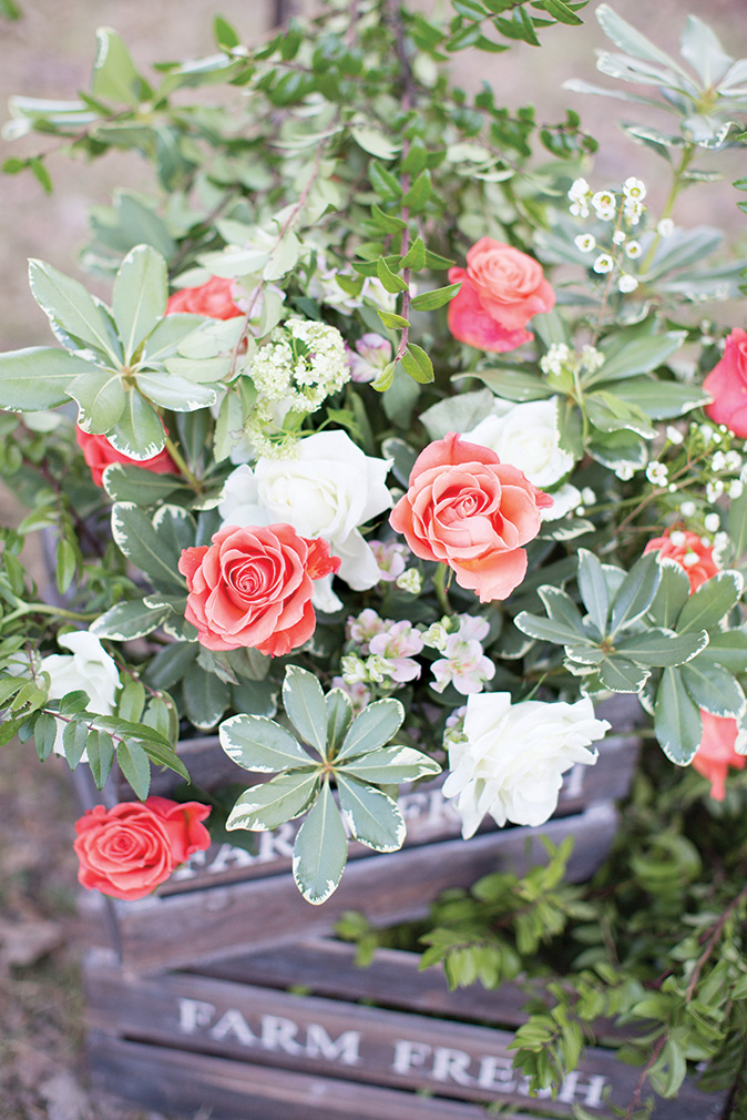 wooden crates centerpieces