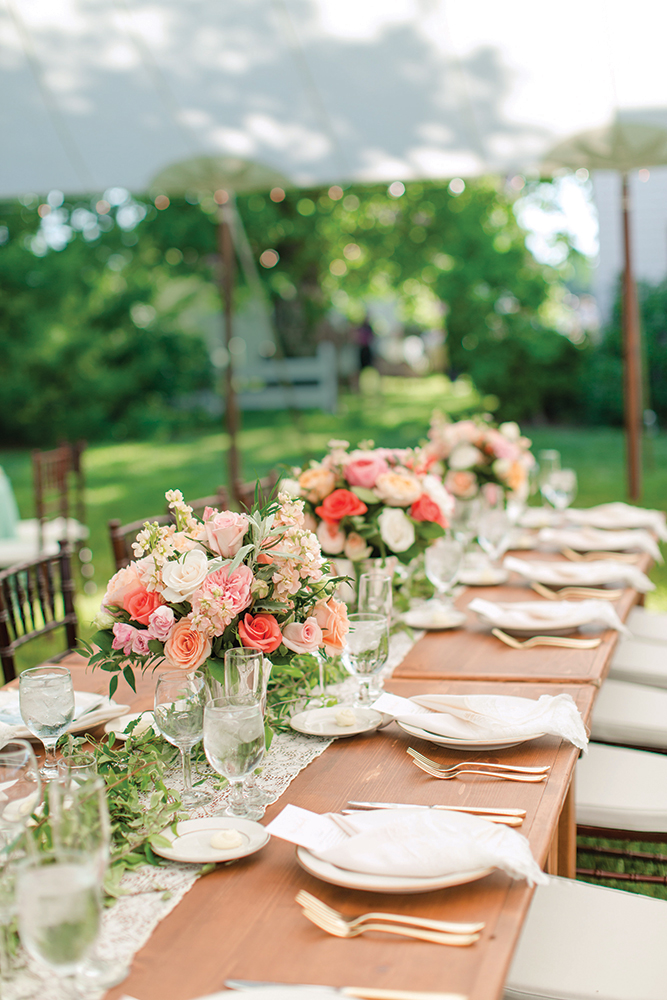 coral wedding color palette