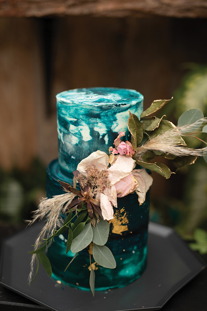 Rustic watercolor wedding cake