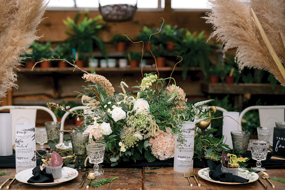 Rustic wedding reception decor