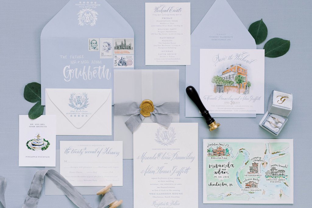 Blue wedding invitation