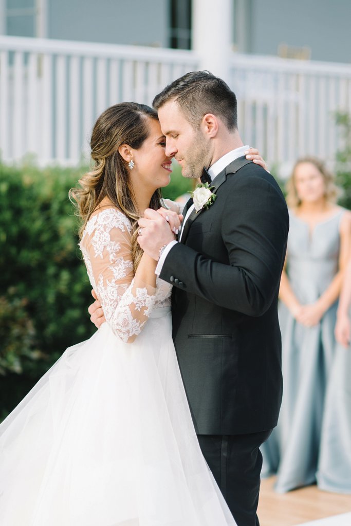 Bride and groom kiss