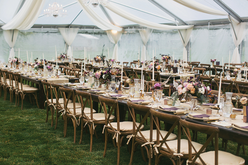 Wedding reception under a tent