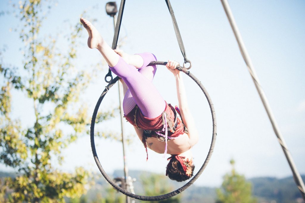 aerial dancers at wedding