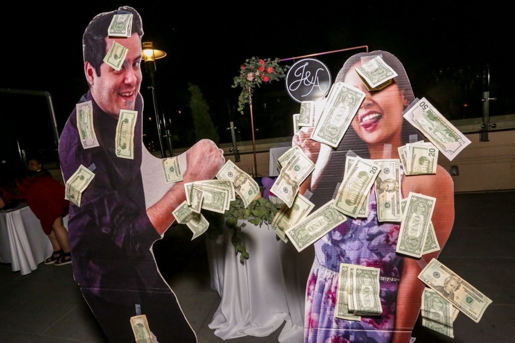 cardboard cutout money dance at wedding