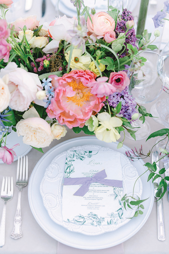 floral wedding place setting