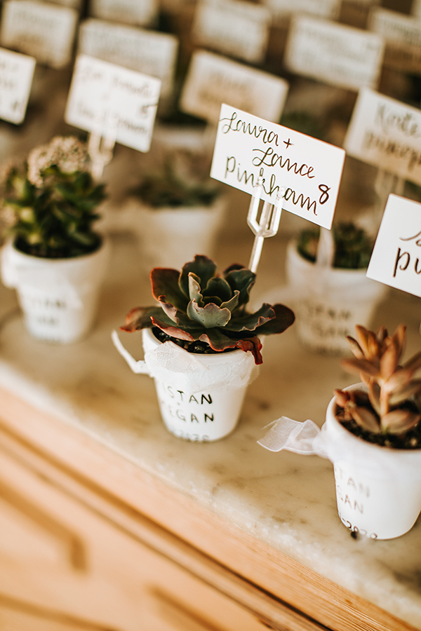 Succulent wedding escort cards