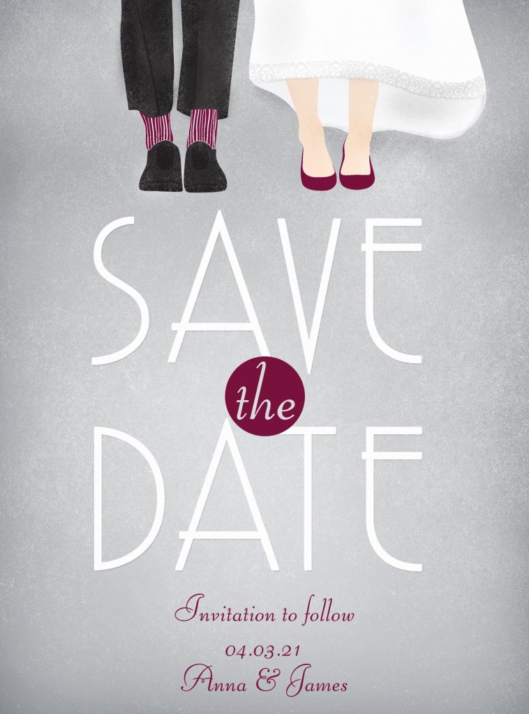 mr and mrs shoes save the date card
