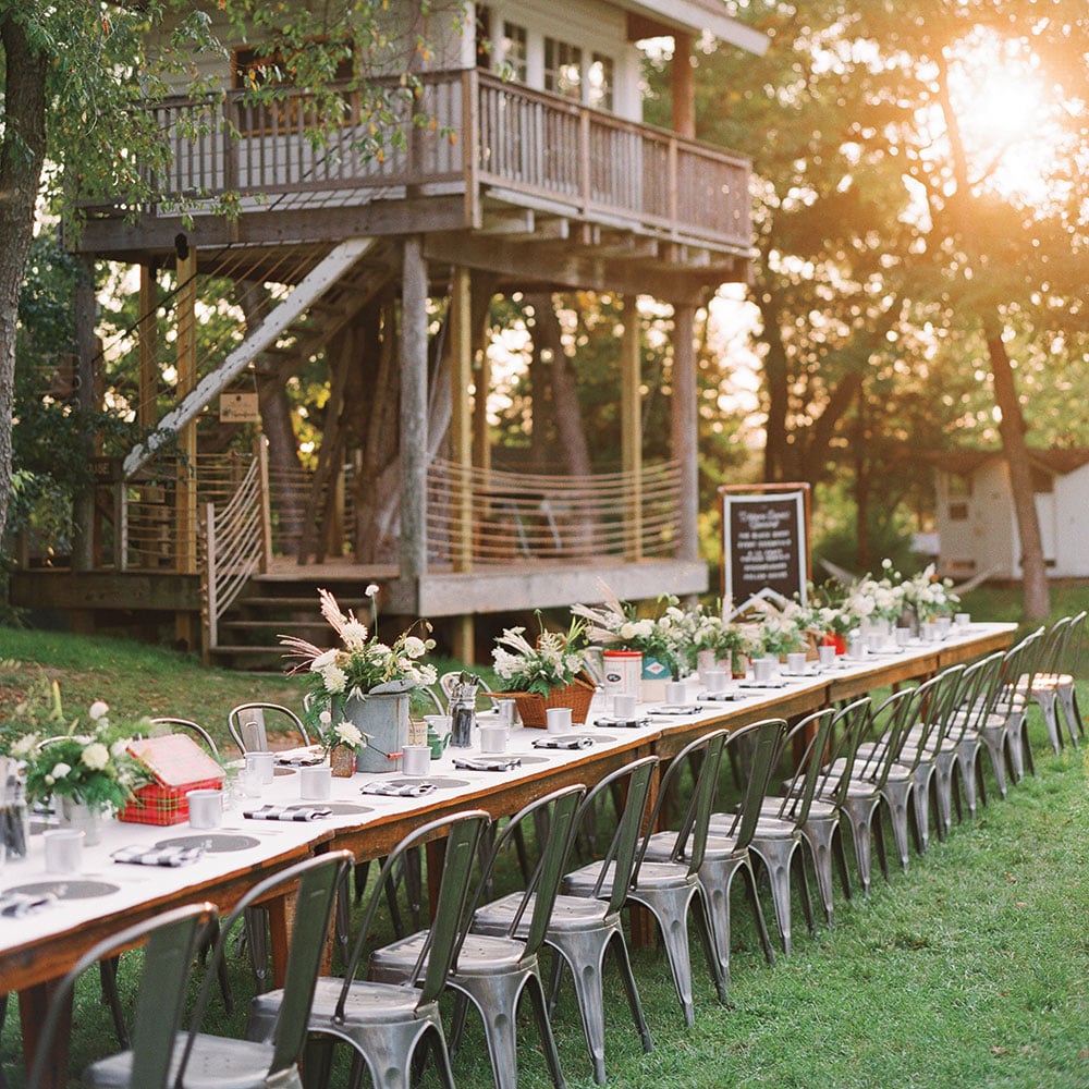 Rustic wedding reception table