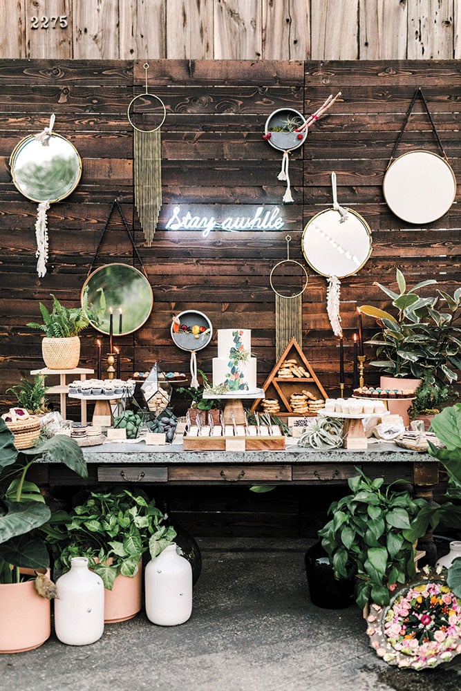 Rustic wedding dessert table