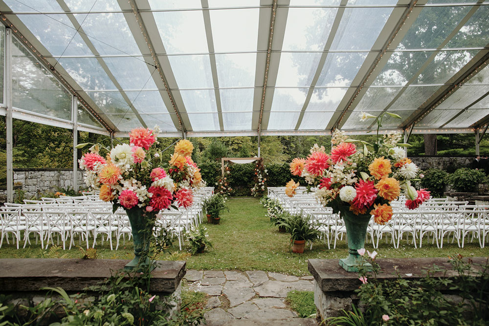 fall wedding tented ceremony