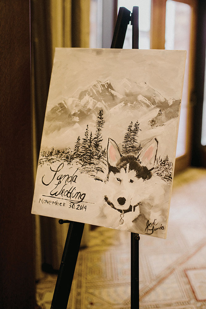 winter wedding welcome sign