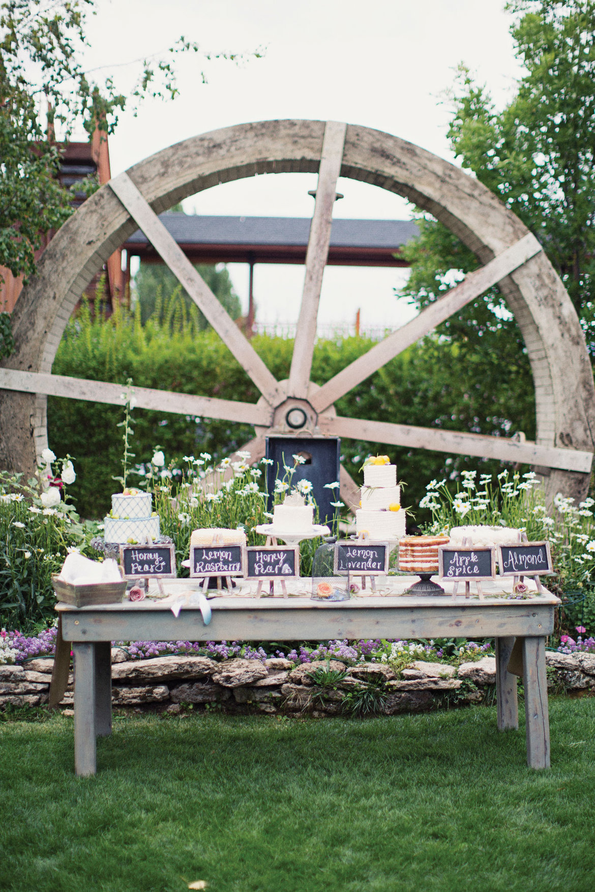 spring wedding dessert table