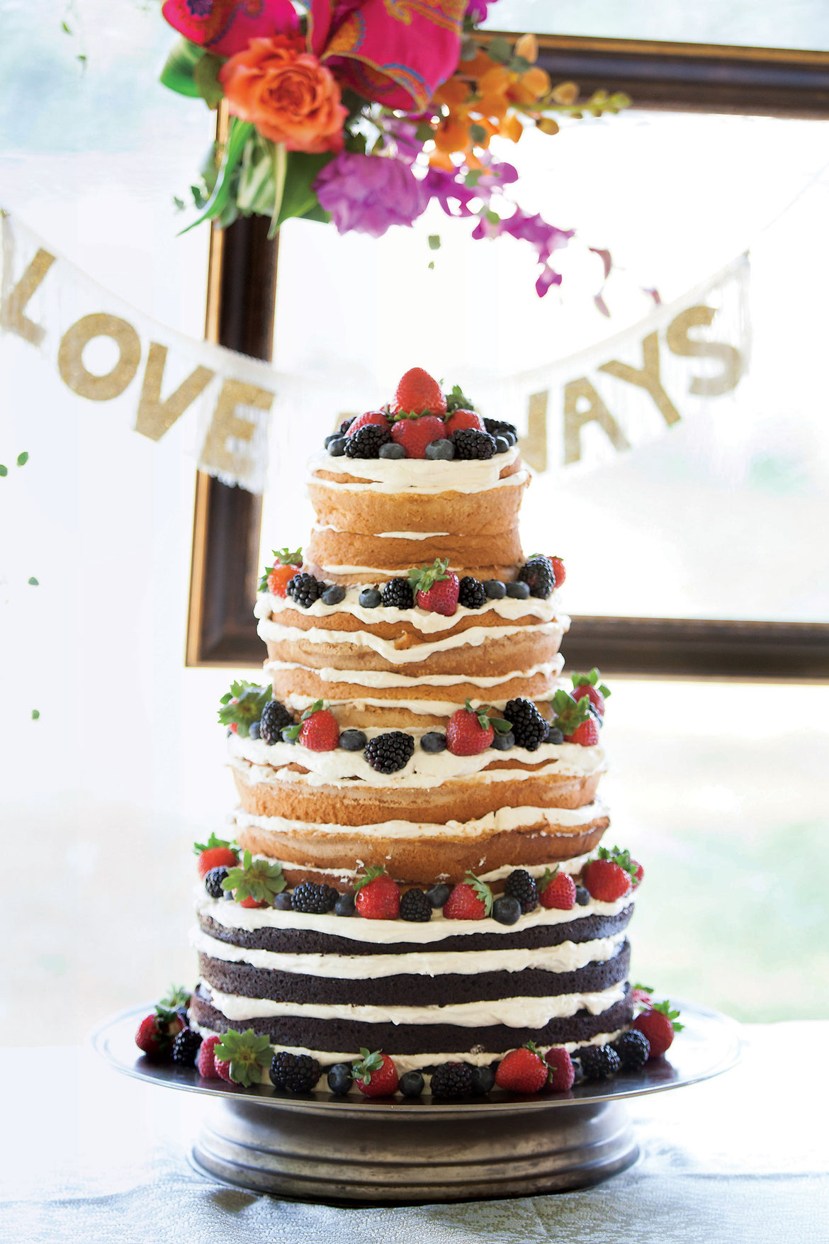 naked wedding cake