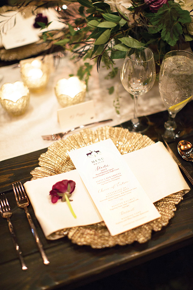 winter wedding place setting