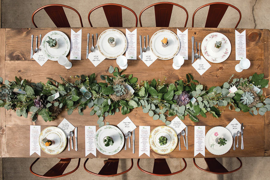 Greenhouse wedding table setting