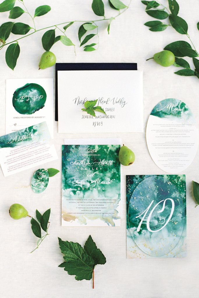 Watercolor wedding invitation